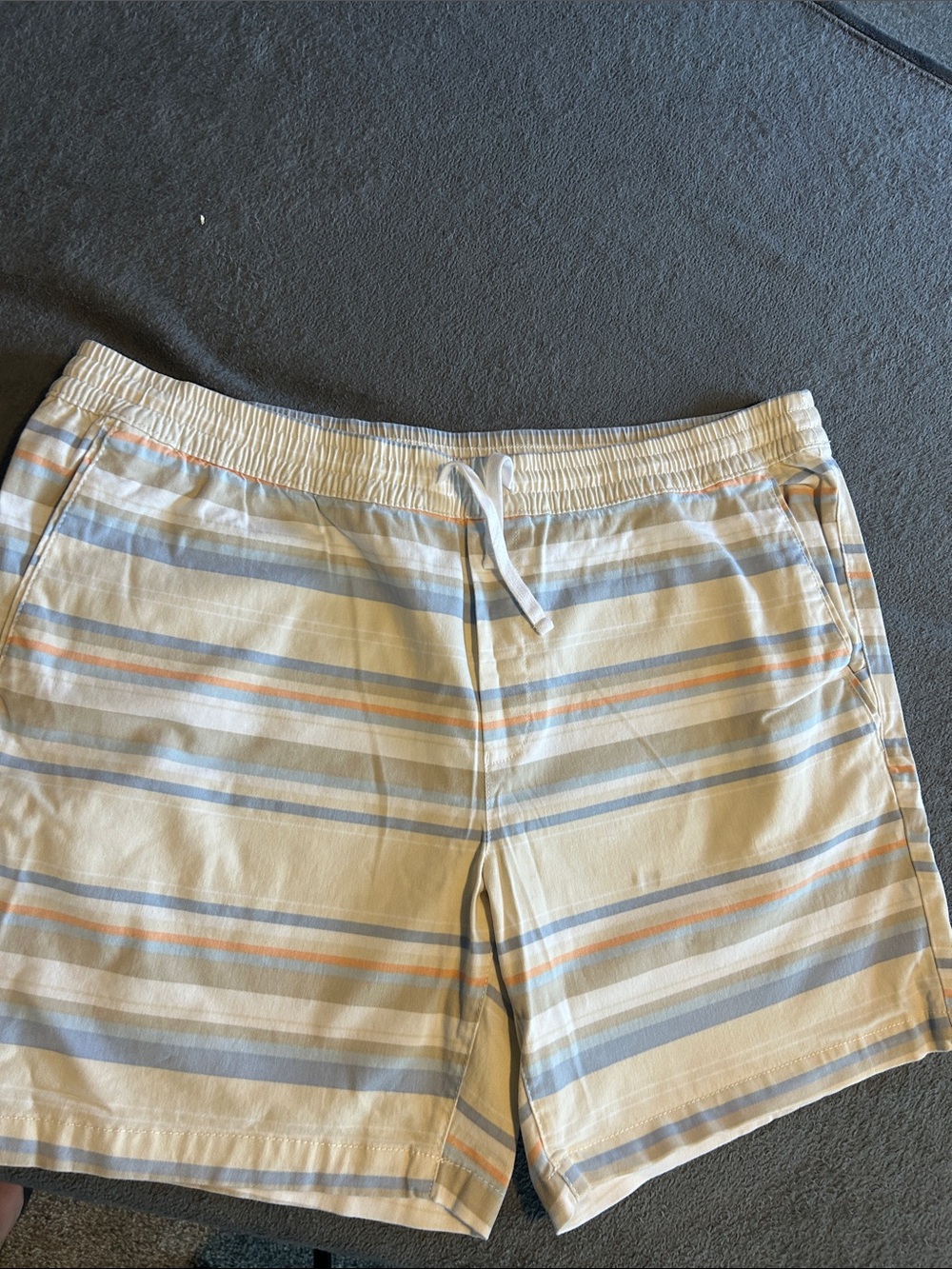 Men's Light Blue & Cream Striped Shorts
